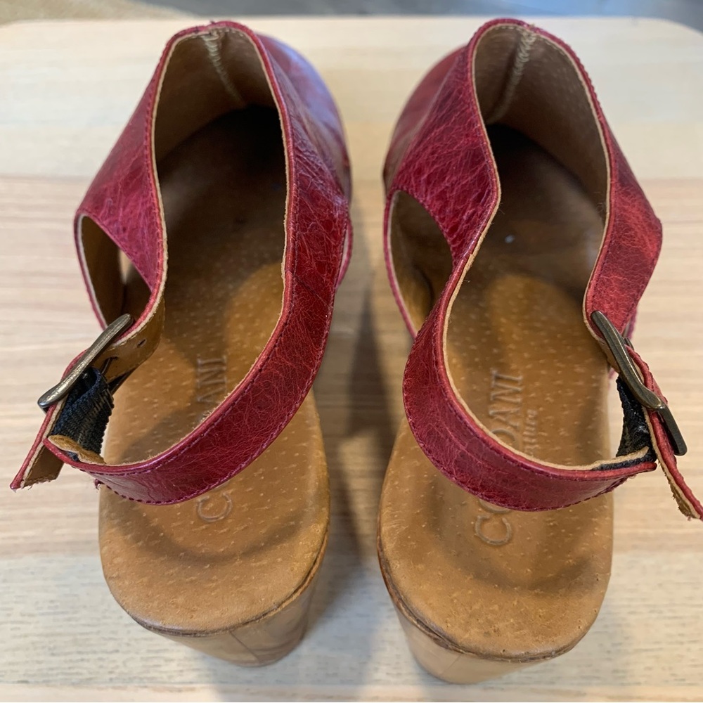 Women's Red Leather Clogs - Picture 2 of 8